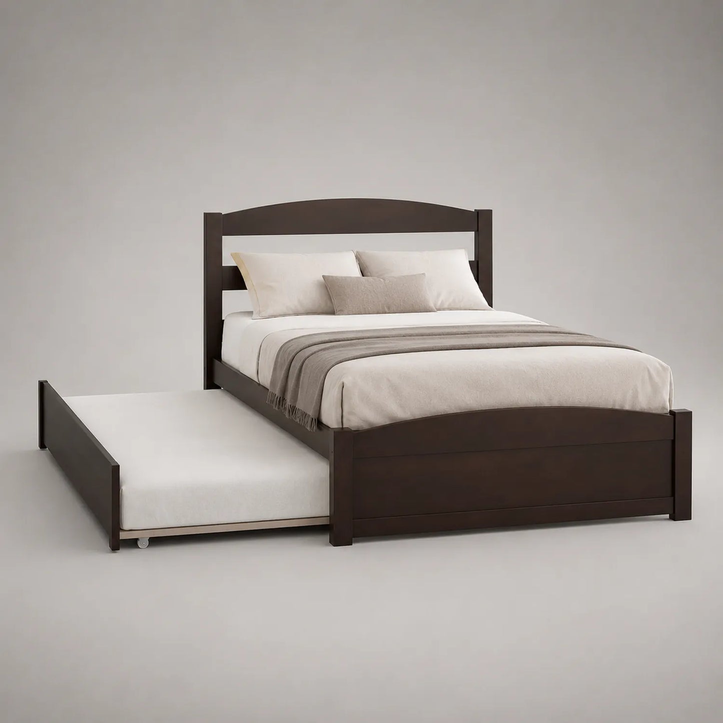 Holzbett mit Ausziehbett Eiche 200x140 cm Dunkelbraun