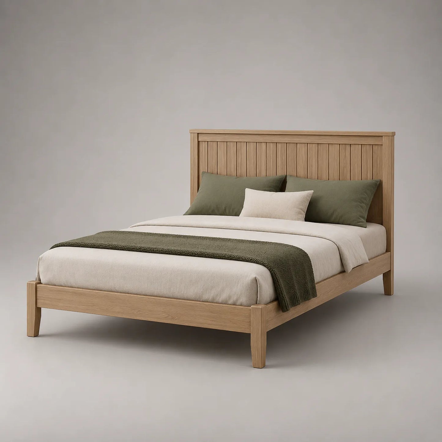 Holzbett mit Bettwäscheset