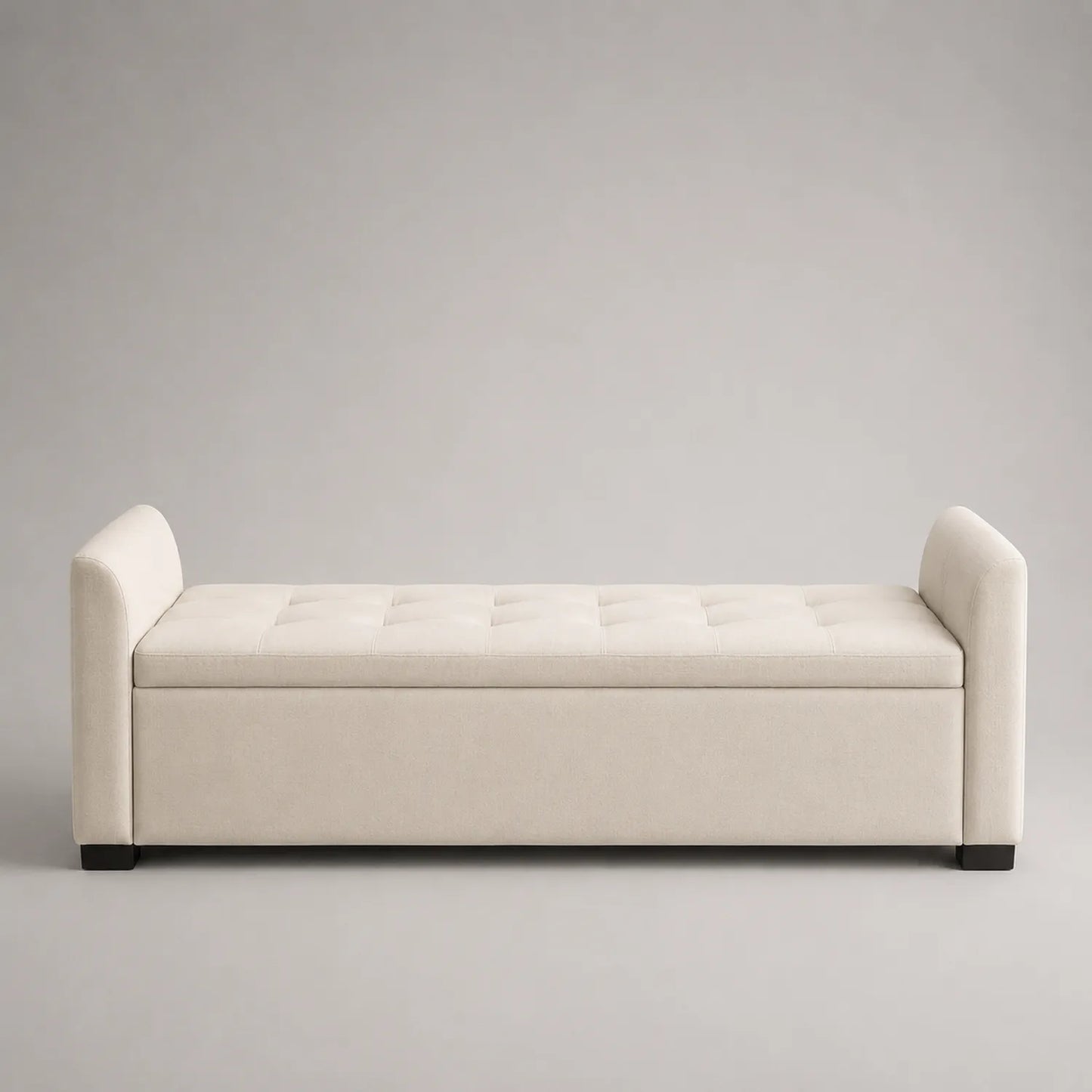 Leinengepolsterte Bank mit Stauraum Beige 150cm