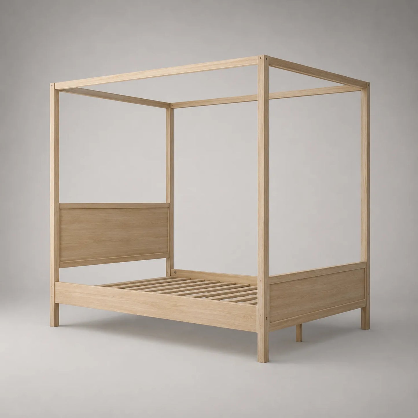 Holz Himmelbett mit Lattenrost 200x160x220 cm Natur