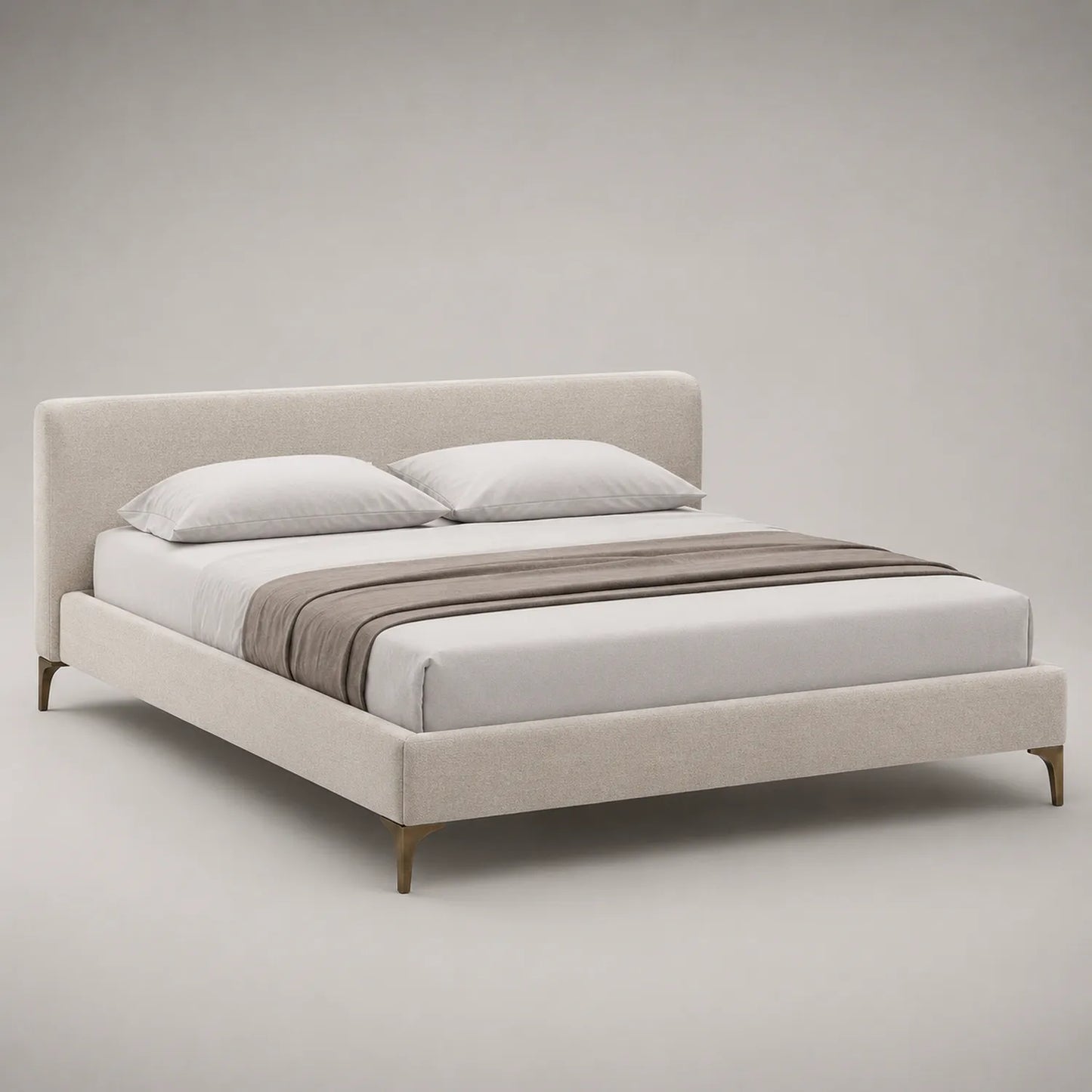 Textilbett Doppelbett 200x220 cm Creme Stahlfüße