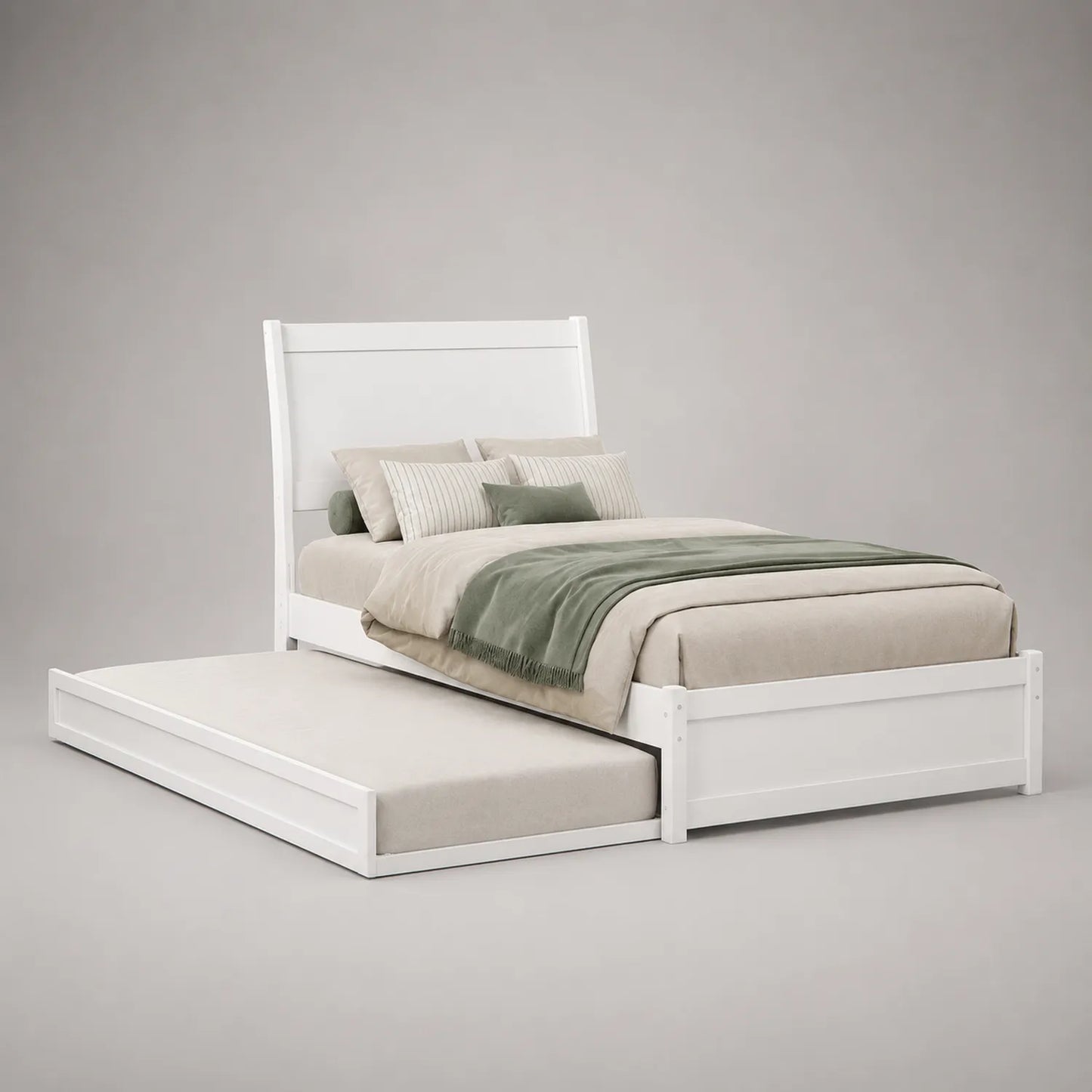 Holzbett mit Ausziehbett Weiß