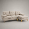 Ecksofa mit Ottomane Stoff Beige 220 cm
