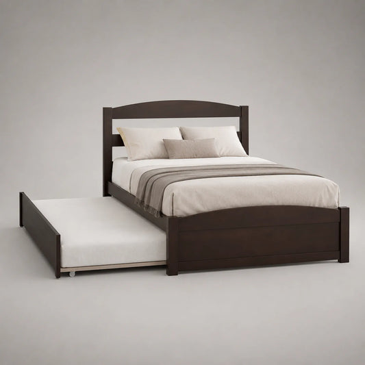 Holzbett mit Ausziehbett Eiche 200x140 cm Dunkelbraun