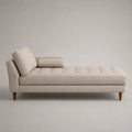 Chaiselongue Holz und Leinen Beige 200cm