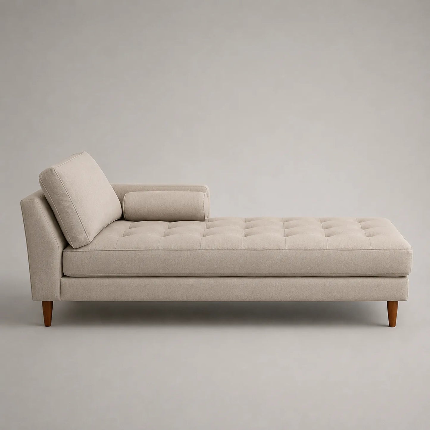 Chaiselongue Holz und Leinen Beige 200cm