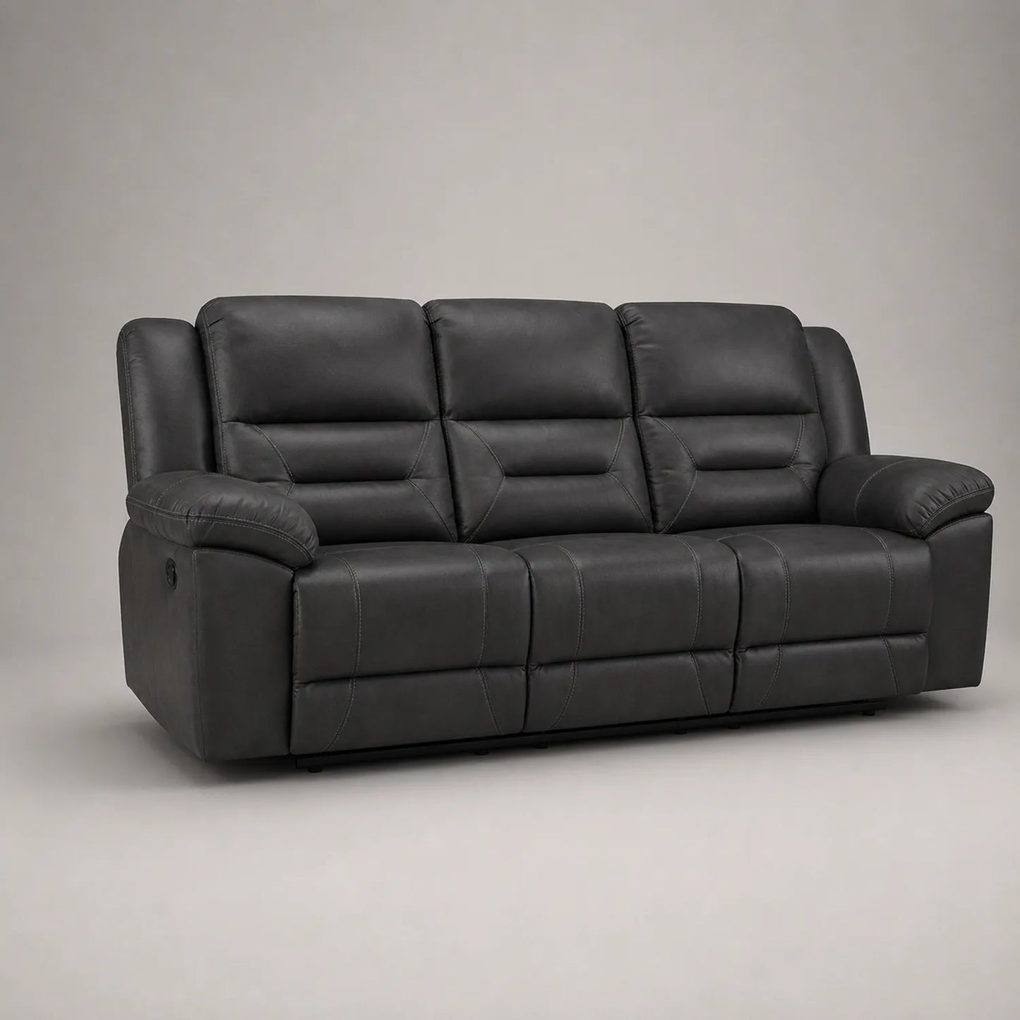 3-Sitzer Sofa aus Lederimitat Dunkelgrau mit Relaxfunktion