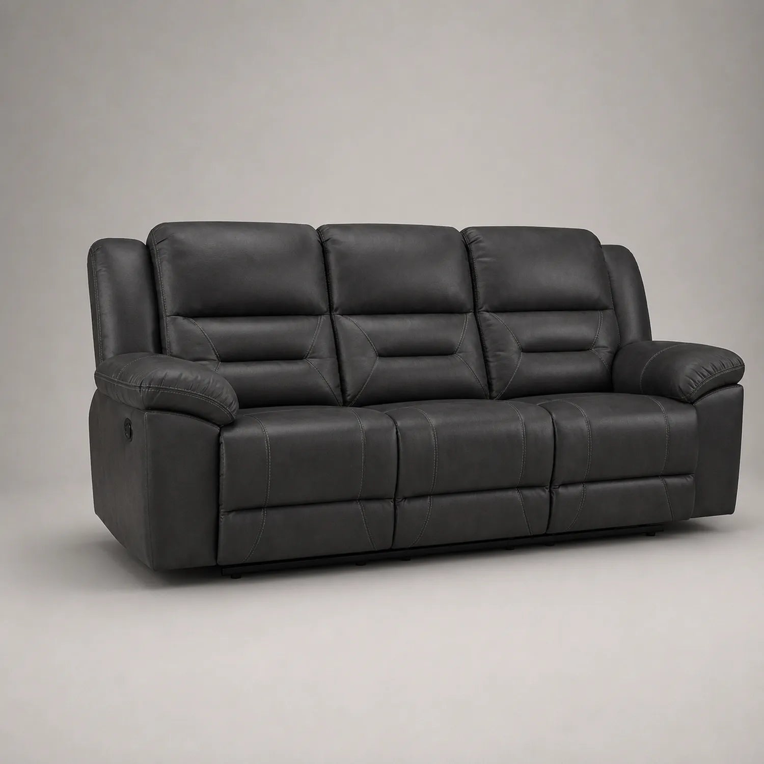 3-Sitzer Sofa aus Lederimitat Dunkelgrau mit Relaxfunktion