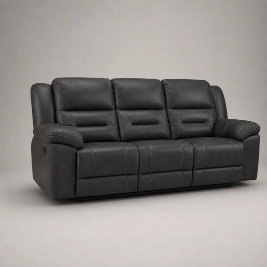 3-Sitzer Sofa aus Lederimitat Dunkelgrau mit Relaxfunktion