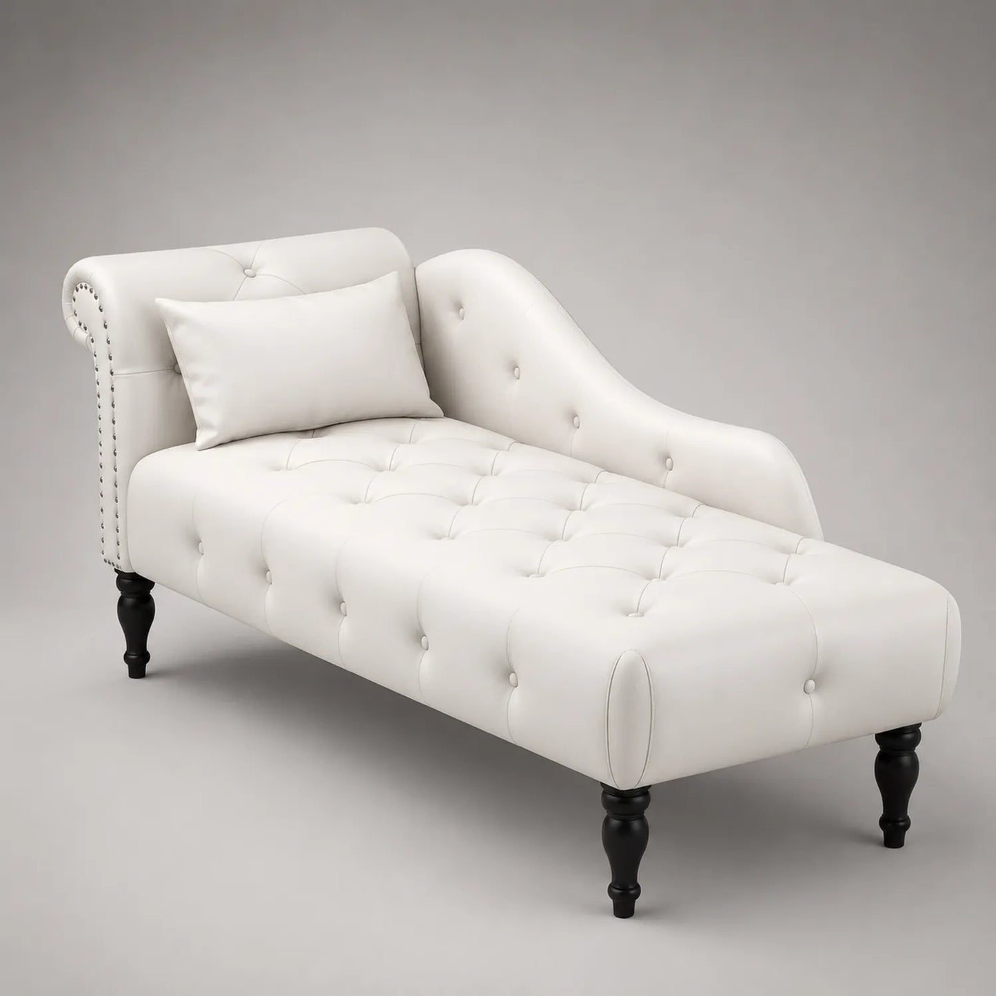 Chaiselongue Kunstleder Weiß mit Kissen