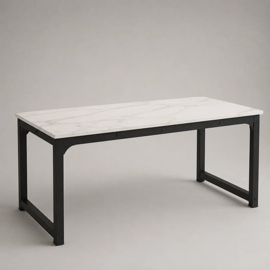 Esstisch mit Marmorimitatplatte und Metallgestell 180 x 90 x 75 cm