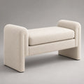 Polsterbank mit Armlehnen aus Holz und Polyester, Creme, 120cm