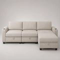 Ecksofa mit Stauraum Beige Polyestergewebe 250cm