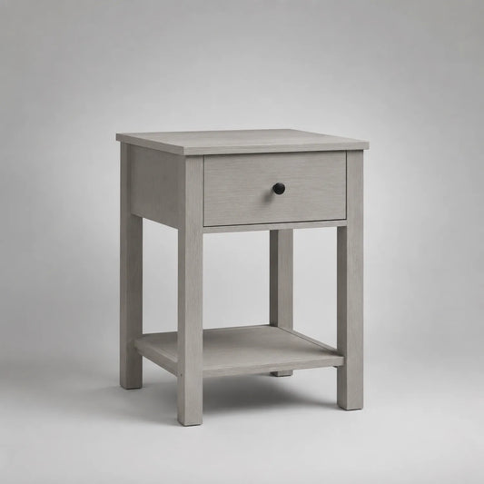 Holz Nachttisch mit Schublade Eiche Grau 45x35x65 cm