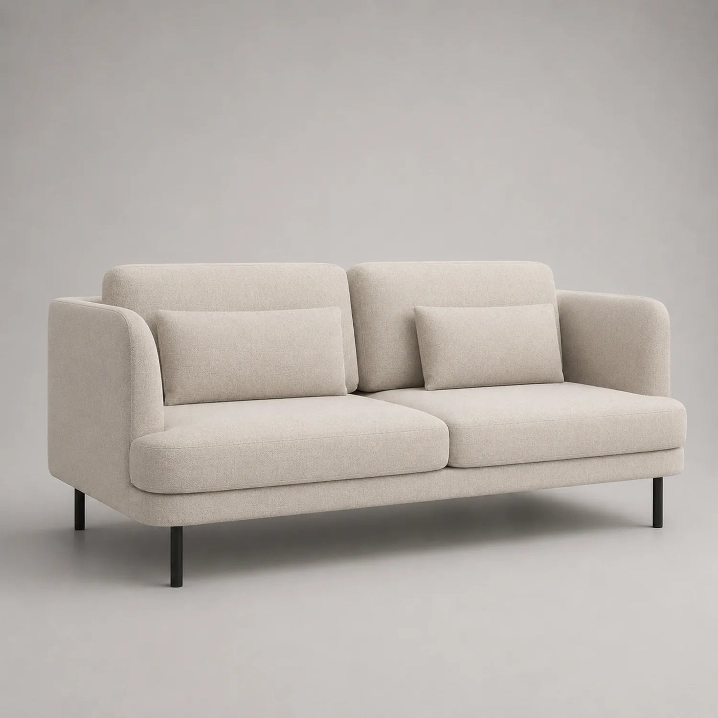 2-Sitzer Sofa Stoff Beige mit Metallfüßen, 200cm