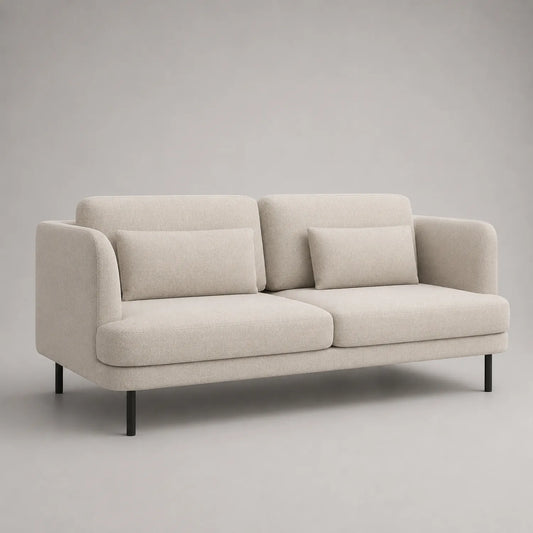 2-Sitzer Sofa Stoff Beige mit Metallfüßen, 200cm