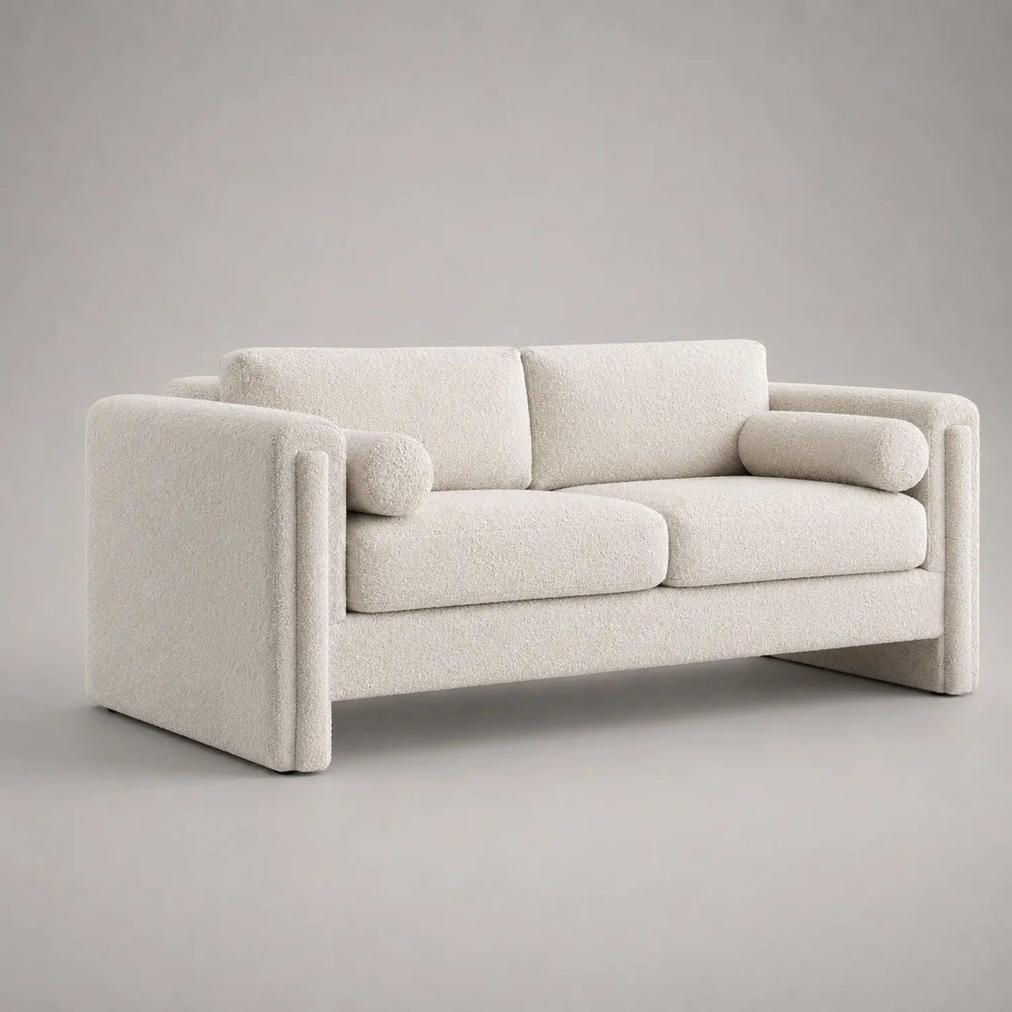 Zweisitzer Sofa aus Boucléstoff Creme 160cm