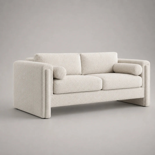 Zweisitzer Sofa aus Boucléstoff Creme 160cm