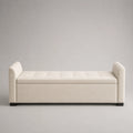 Leinengepolsterte Bank mit Stauraum Beige 150cm