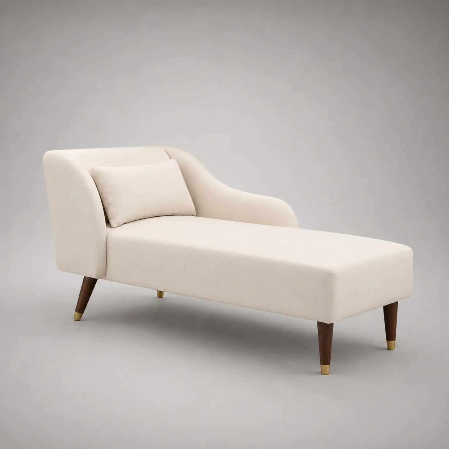 Chaiselongue Beige Stoff Massivholz 180x75x85 cm