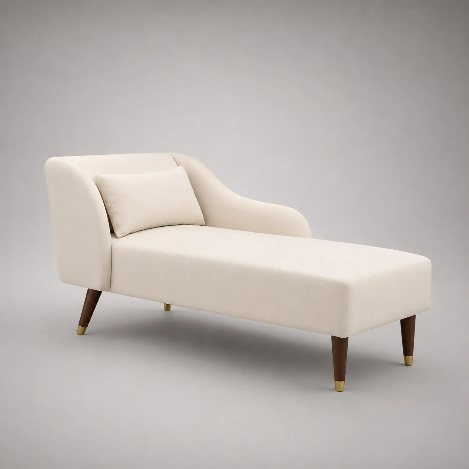 Chaiselongue Beige Stoff Massivholz 180x75x85 cm