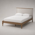Holzbett mit gepolstertem Kopfteil aus Polyester 200x160 cm Natur/Beige