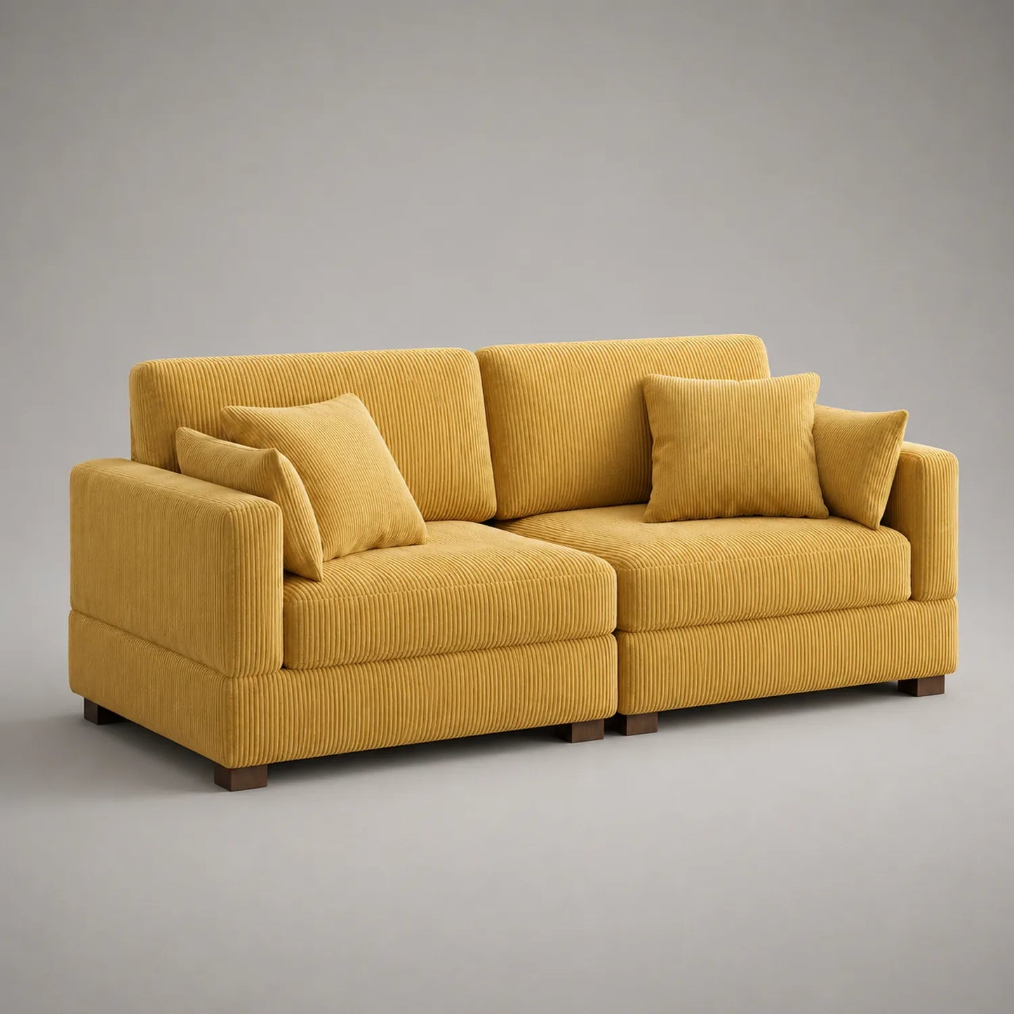 Ecksofa aus Kordstoff in Gelb