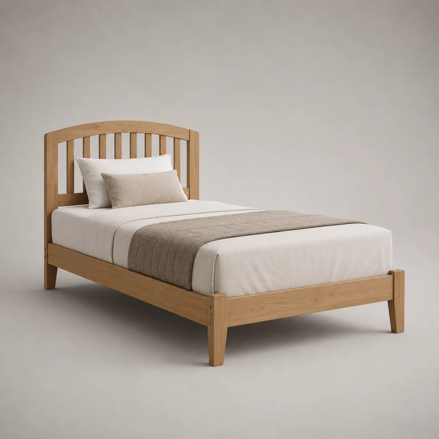 Einzelbett Eiche Natur inklusive Matratze und Kissen
