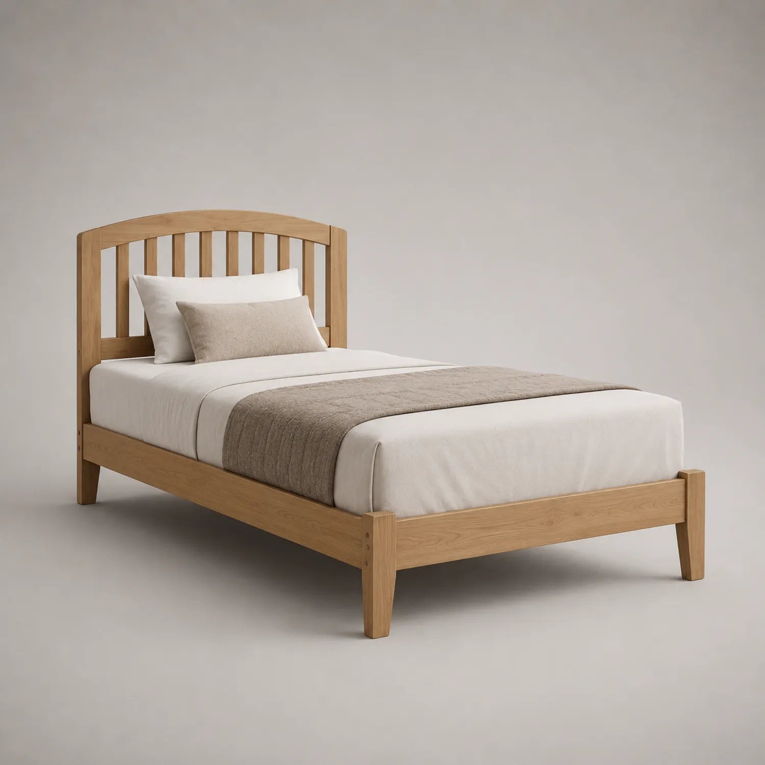 Einzelbett Eiche Natur inklusive Matratze und Kissen