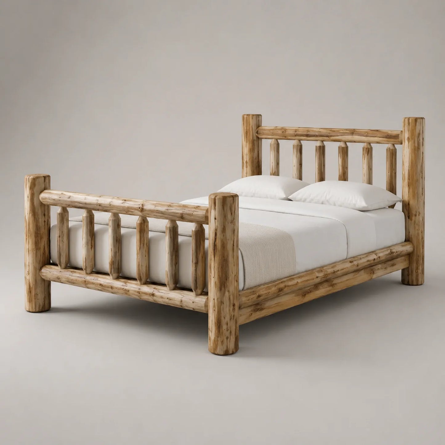 Holzbett aus massiver Kiefer 200x160 cm mit Matratze und Kissen
