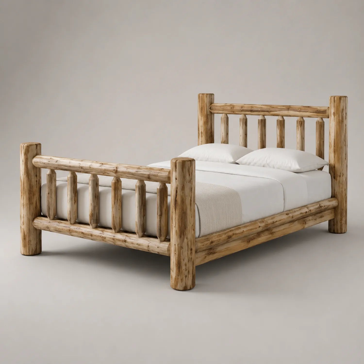 Holzbett aus massiver Kiefer 200x160 cm mit Matratze und Kissen
