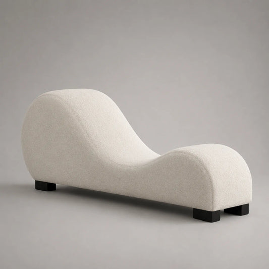 Chaiselongue cremeweiß Stoff Holz