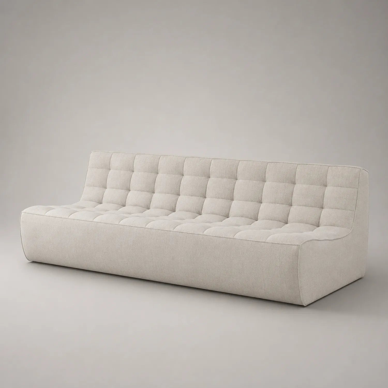 3-Sitzer Sofa aus Stoff mit gesteppter Oberfläche in Beige