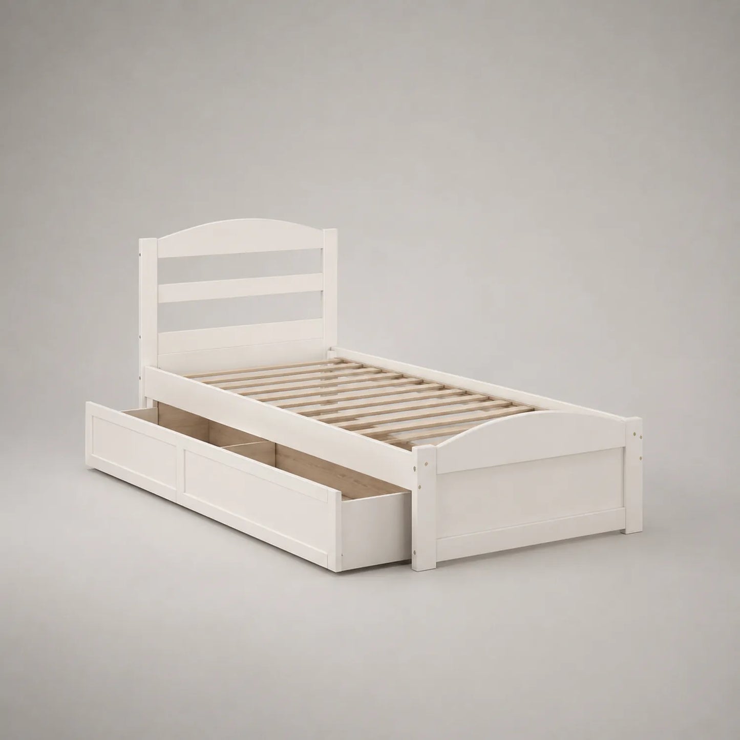 Einzelbett mit Schubladen Kiefernholz Weiß