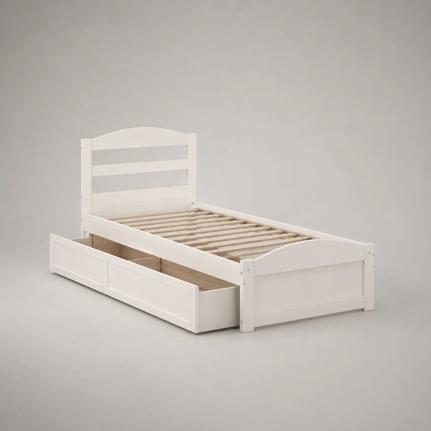 Einzelbett mit Schubladen Kiefernholz Weiß