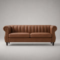 Ledersofa 3-Sitzer Braun mit Nieten 200 cm