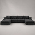 Ecksofa L-Form Dunkelgrau mit Kissen