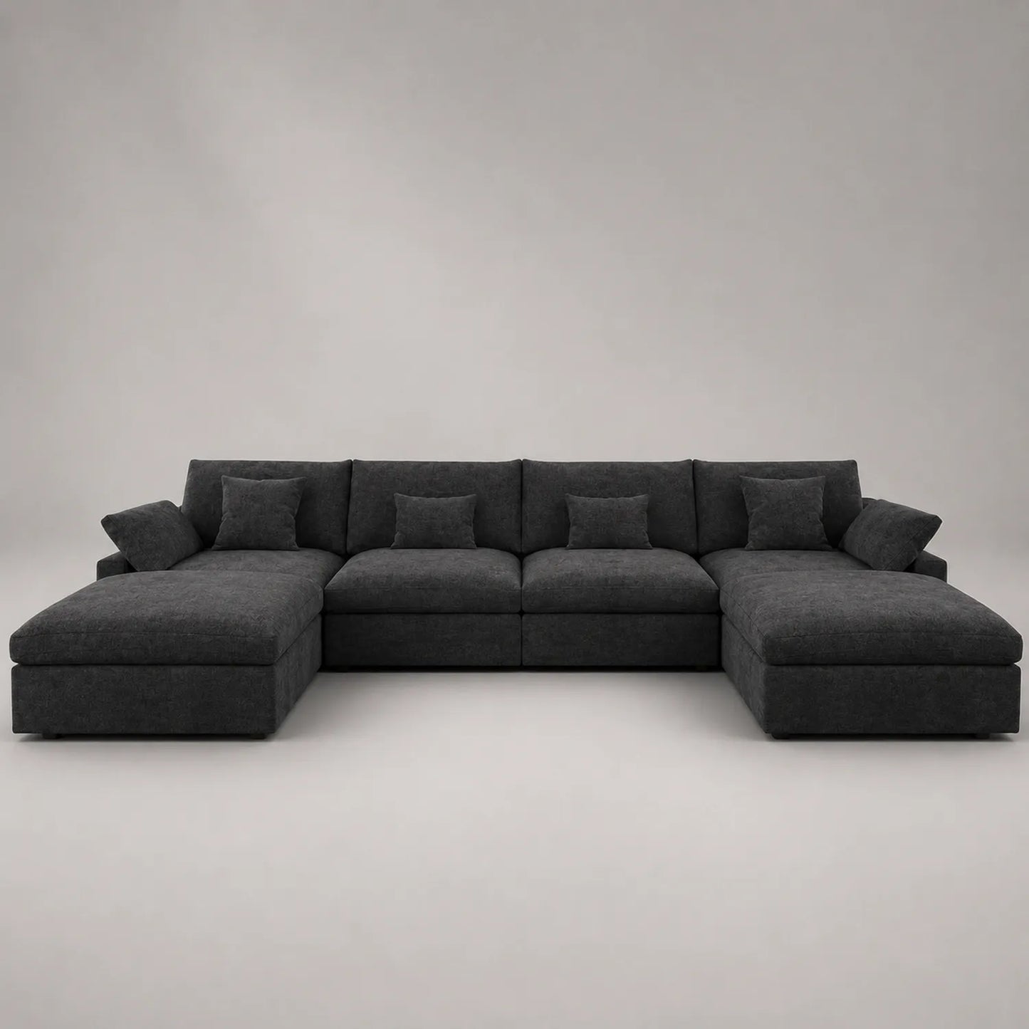 Ecksofa L-Form Dunkelgrau mit Kissen