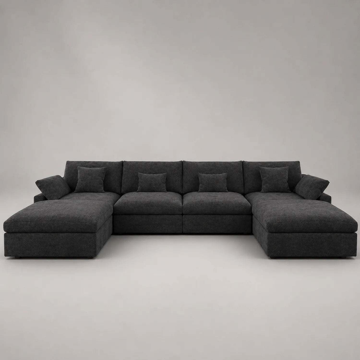 Ecksofa L-Form Dunkelgrau mit Kissen