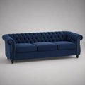 3-Sitzer Sofa Chesterfield Samt Dunkelblau mit Nieten