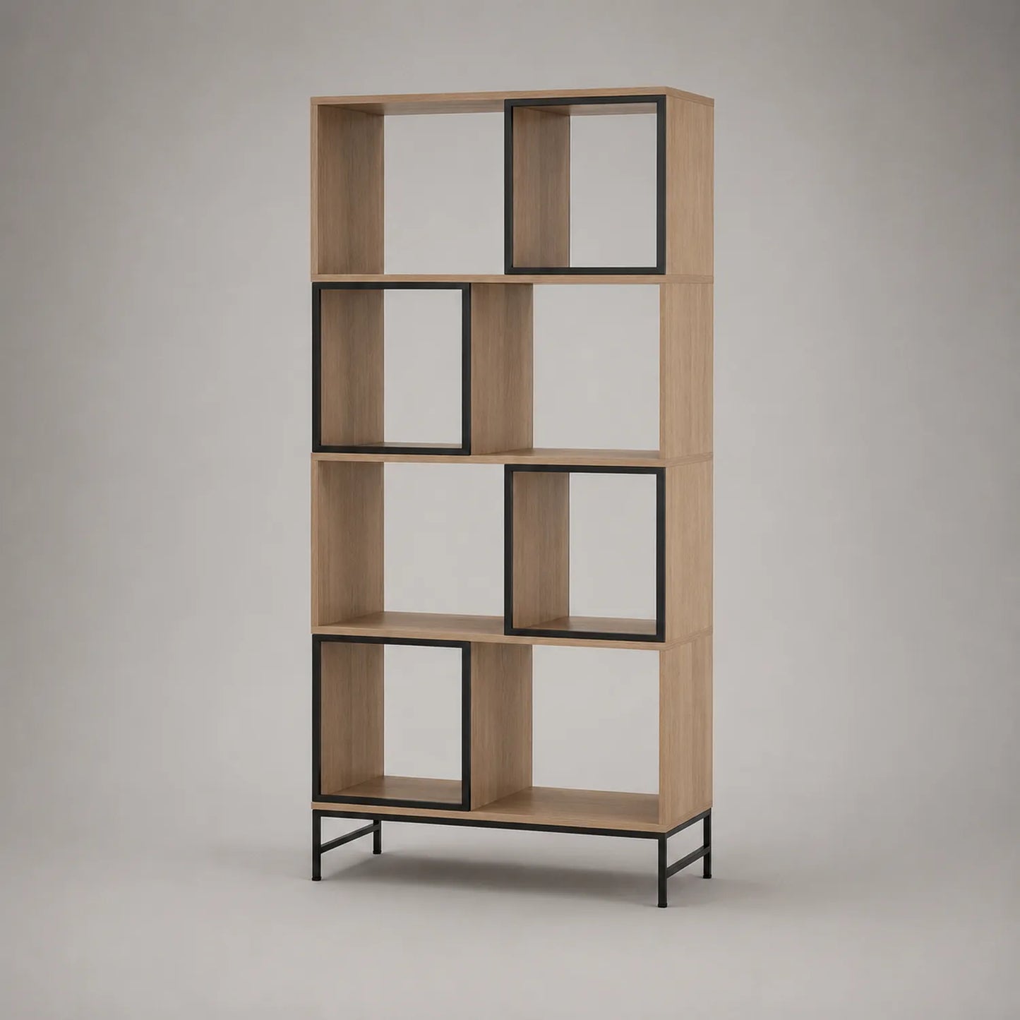 Holzregal mit Metallrahmen, 180cm
