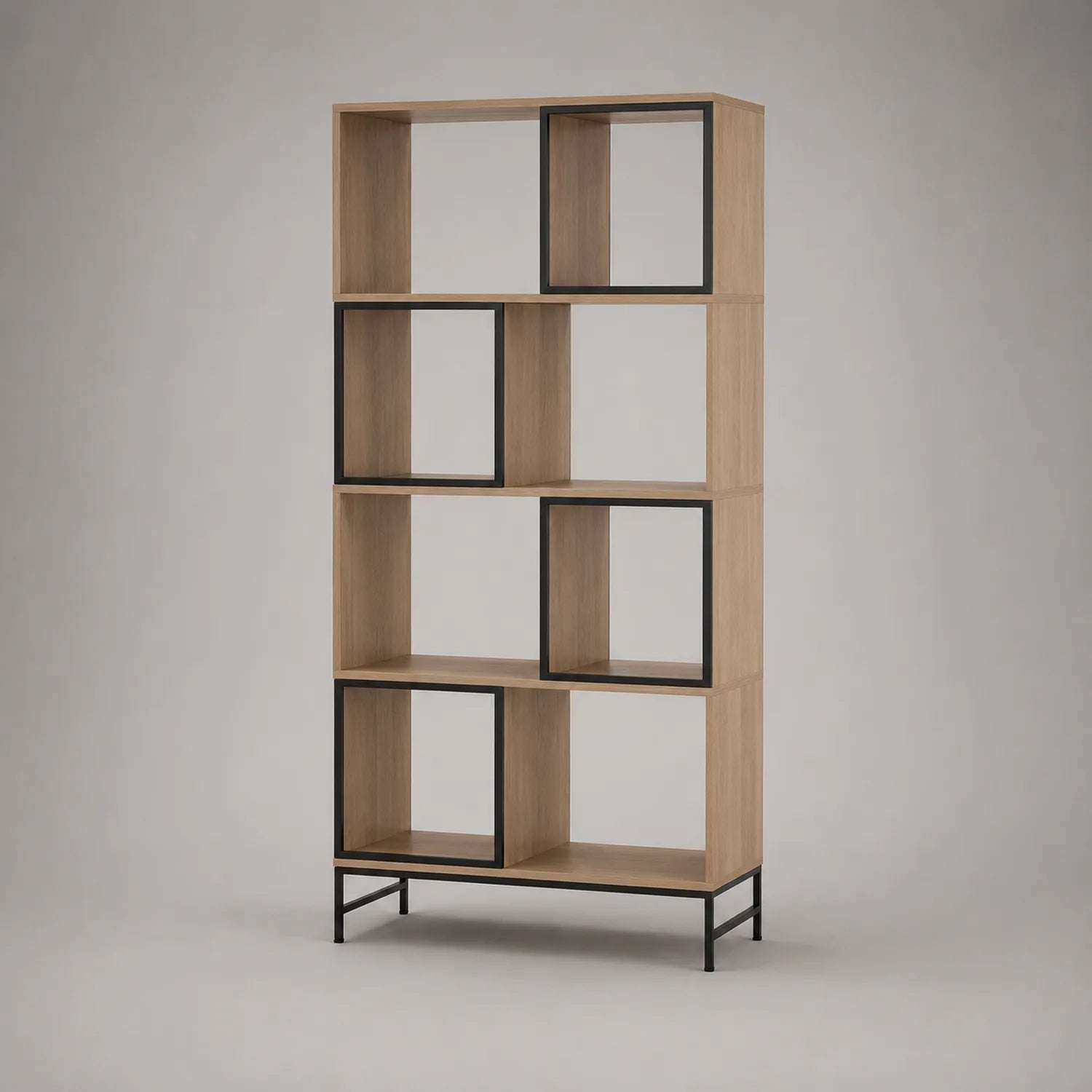 Holzregal mit Metallrahmen, 180cm