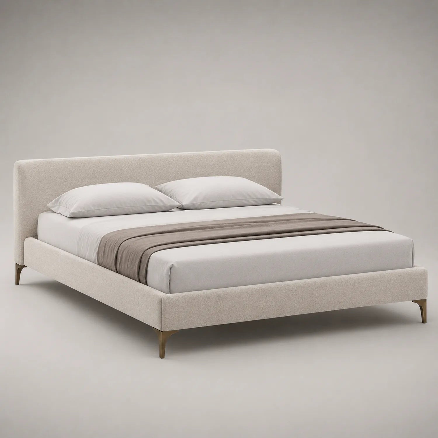 Textilbett Doppelbett 200x220 cm Creme Stahlfüße