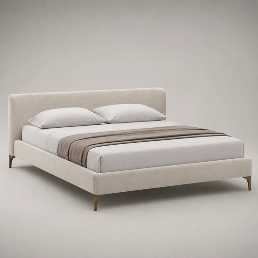 Textilbett Doppelbett 200x220 cm Creme Stahlfüße
