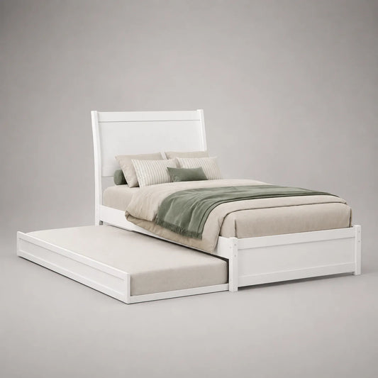 Holzbett mit Ausziehbett Weiß
