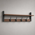 Holz-Metall Wandgarderobe mit Regal Schwarz Dunkelbraun 100cm