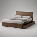 Holz-Doppelbett mit Schubladen 180x200cm Nussbaum