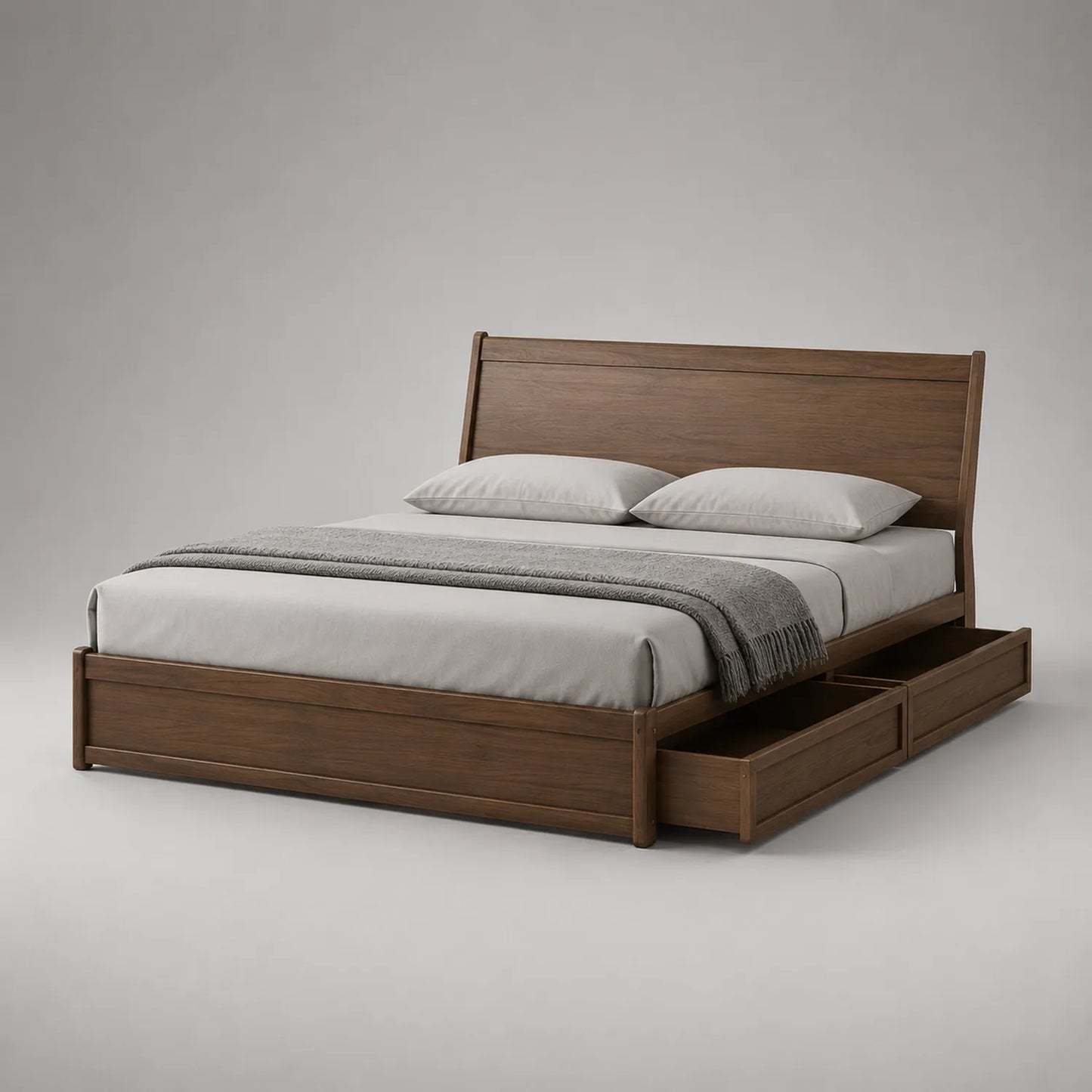 Holz-Doppelbett mit Schubladen 180x200cm Nussbaum