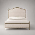 Metallrahmen-Bett mit Leinenbezug Beige 200x160 cm