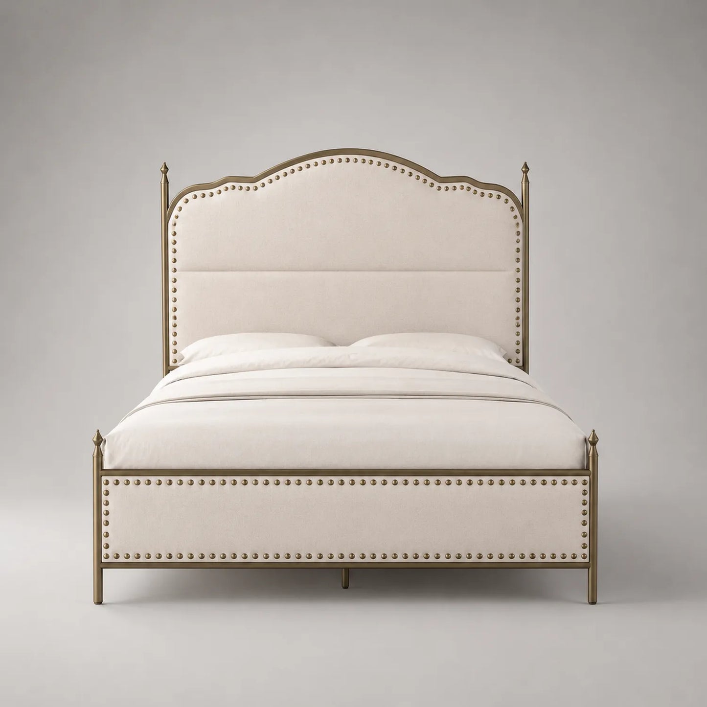 Metallrahmen-Bett mit Leinenbezug Beige 200x160 cm